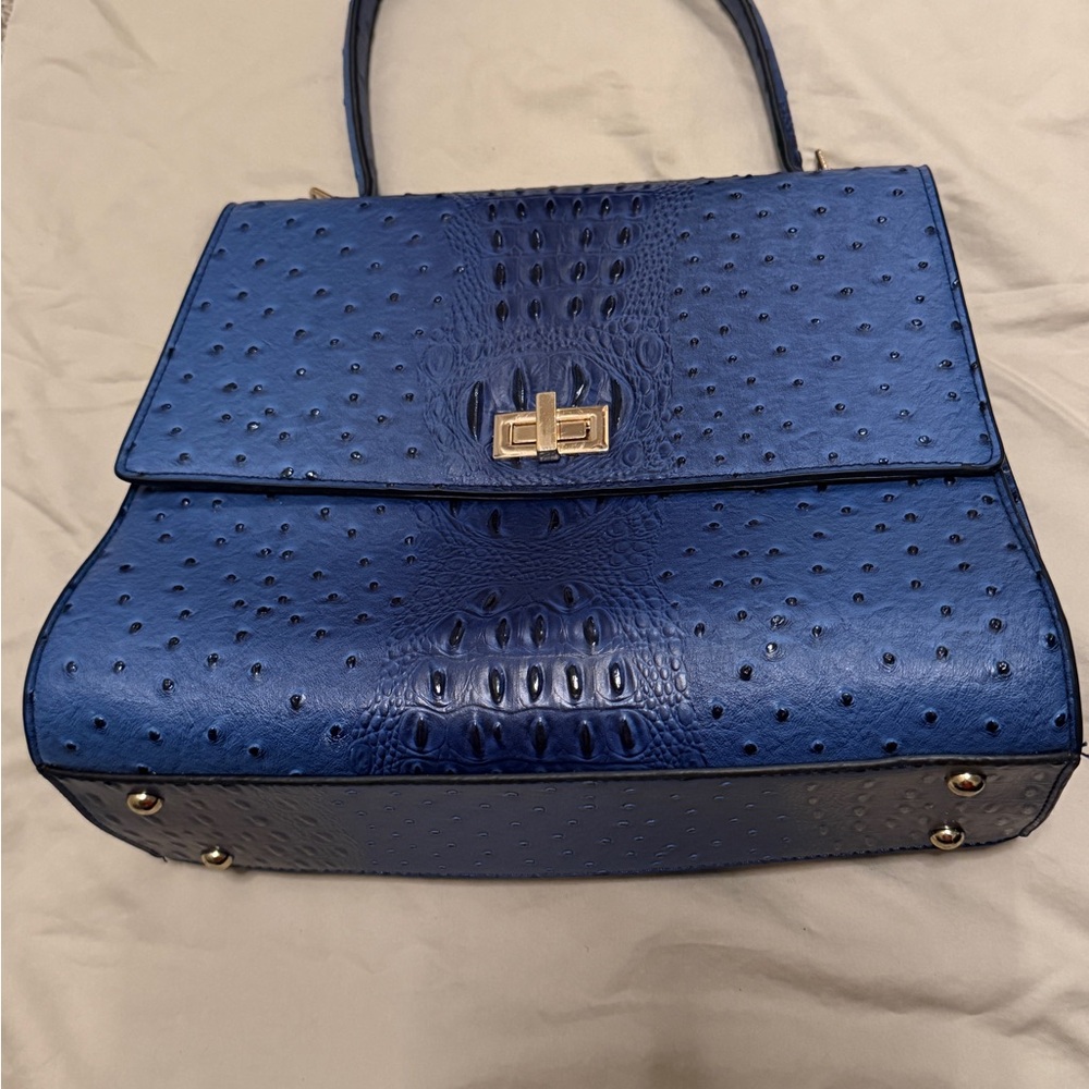 Chic Blue Satchel Bag , structured design